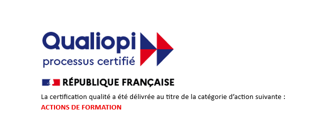 Qualiopi — processus certifié. République Française. Certification qualité délivrée au titre des actions de formation.